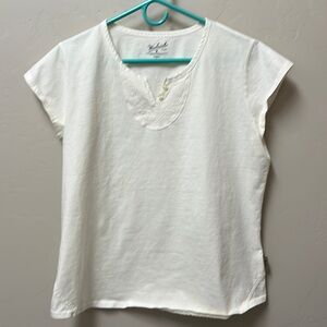 Wool rich top. Off white. X large. Yoke area has 2 buttons and embroidery